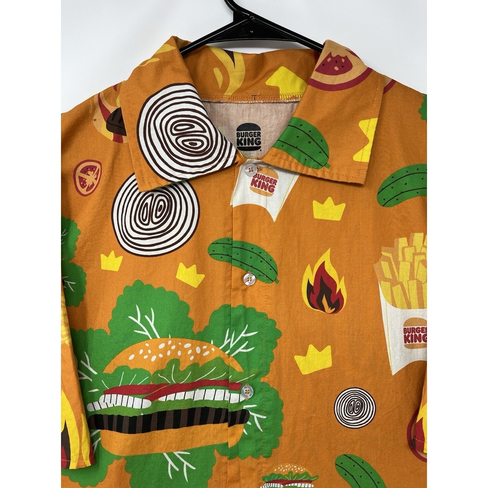 Burger King Button Up Hawaiian French Fries Hamburger Men's Small Shirt Promo